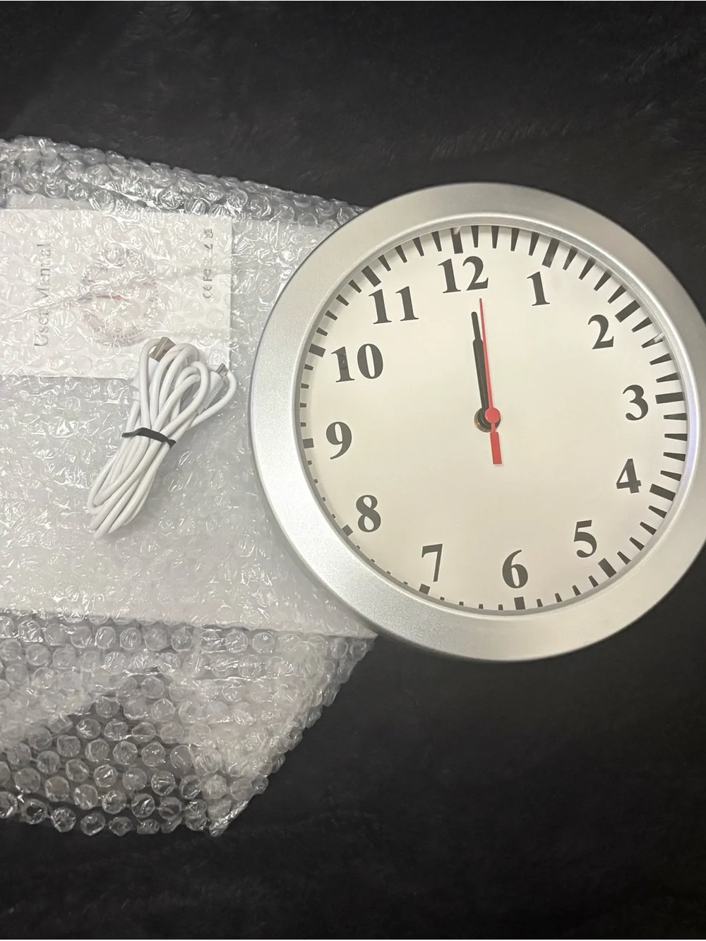 Modern Silver Wall camera Clock with Red Second Hand